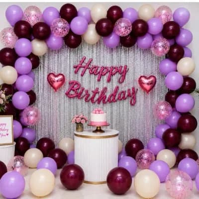 Birthday balloon decoration kit purple cream wine theme