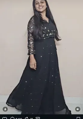 Black embellished long dress